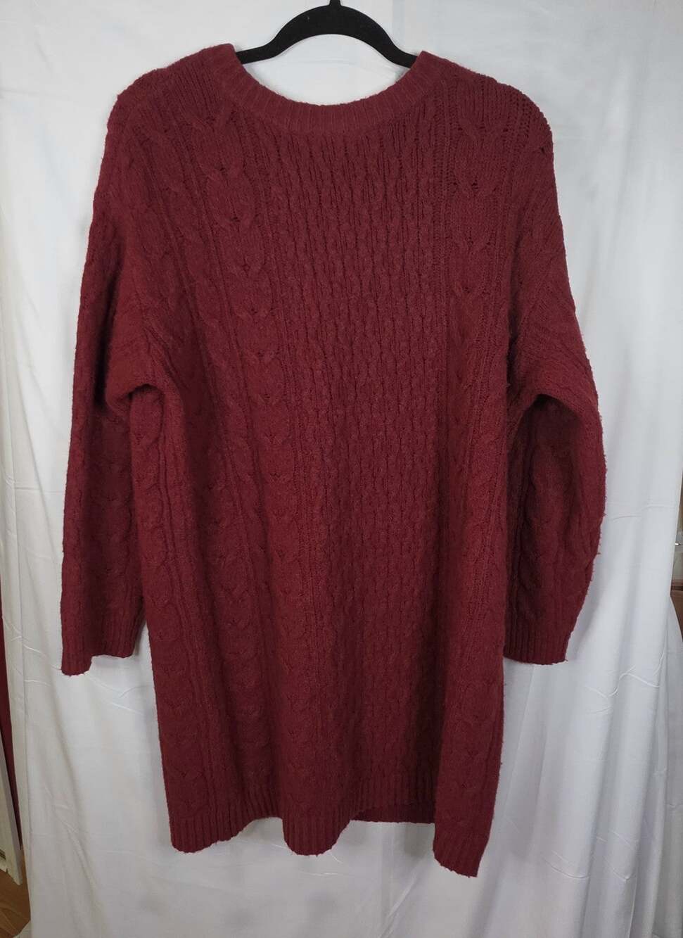 Universal Thread Womens Cable Knit Sweater Midi Dress Oversized Cozy Red Size M